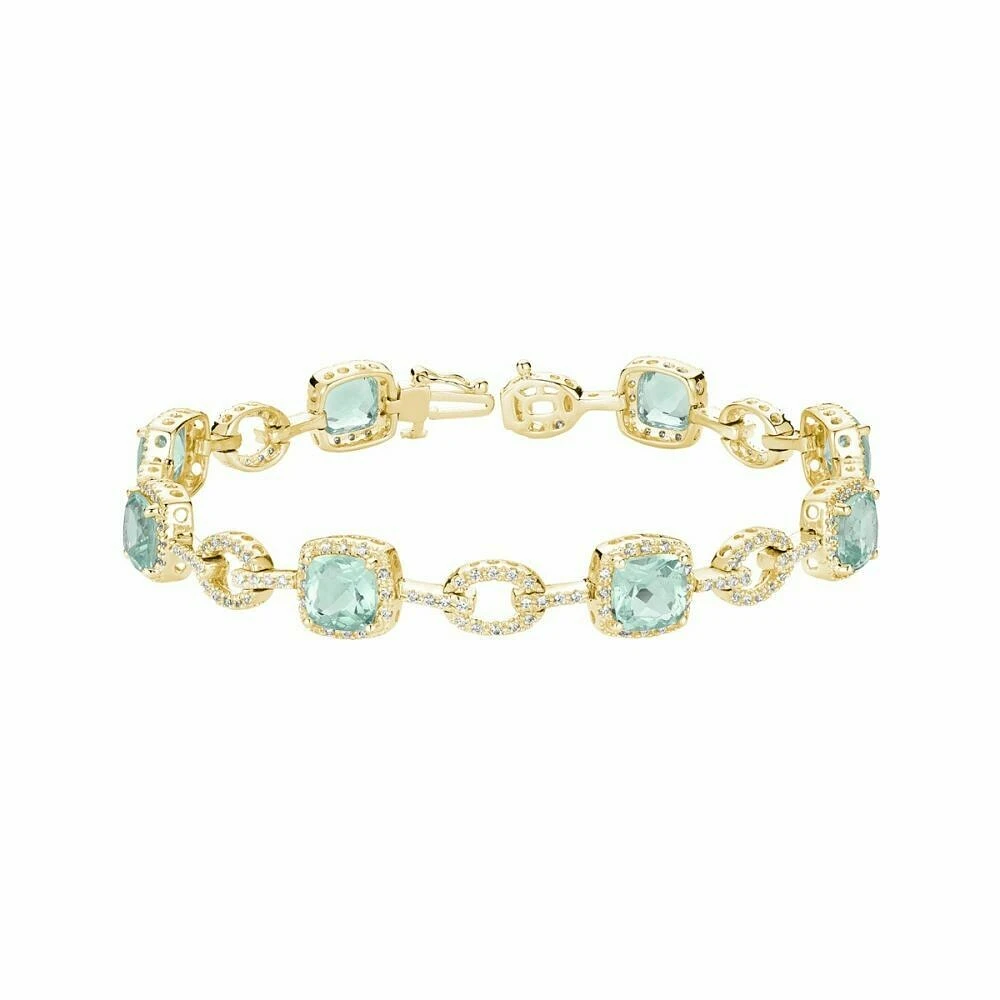 Green Amethyst & Diamond Bracelet 1.00CTDI Yellow Gold