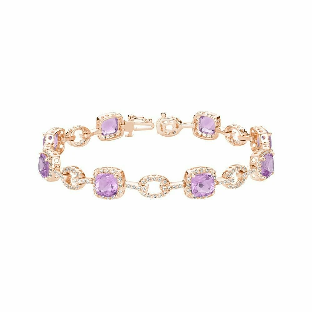 Pink Amethyst & Diamond Bracelet 1.00CTDI Rose Gold