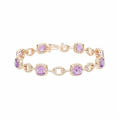 Pink Amethyst & Diamond Bracelet 1.00CTDI Rose Gold