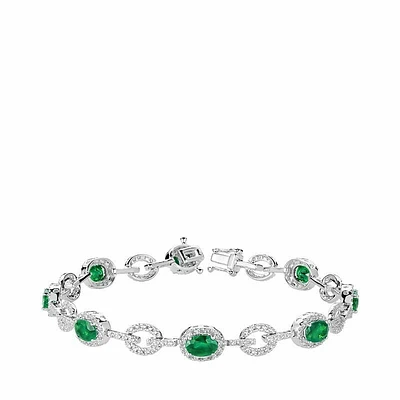 Emerald & Diamond Bracelet 1.00CTDI White Gold