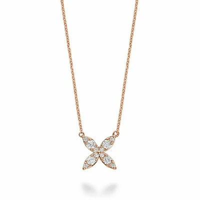 Marquise Flower Diamond Necklace 0.20CTDI Rose Gold