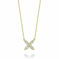 Marquise Flower Diamond Necklace 0.20CTDI Yellow Gold