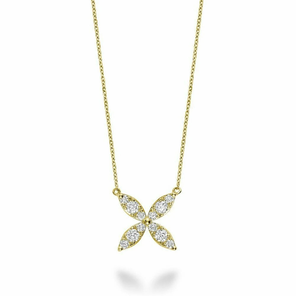 Marquise Flower Diamond Necklace 0.40CTDI Yellow Gold