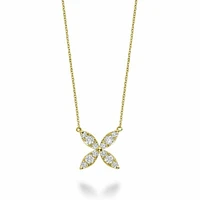 Marquise Flower Diamond Necklace 0.40CTDI Yellow Gold