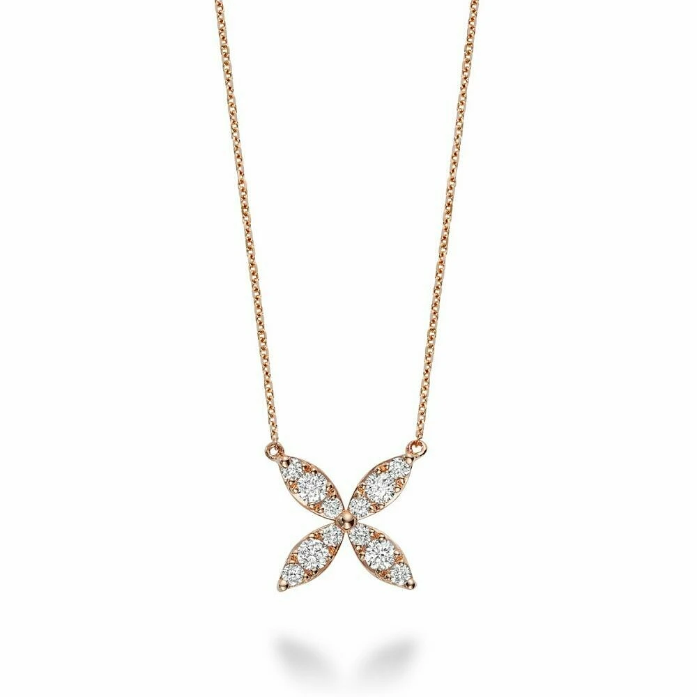 Marquise Flower Diamond Necklace 0.40CTDI Rose Gold