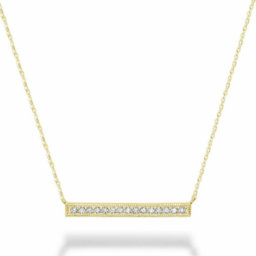 Bar Diamond Milgrain Necklace 0.15CTDI Gold