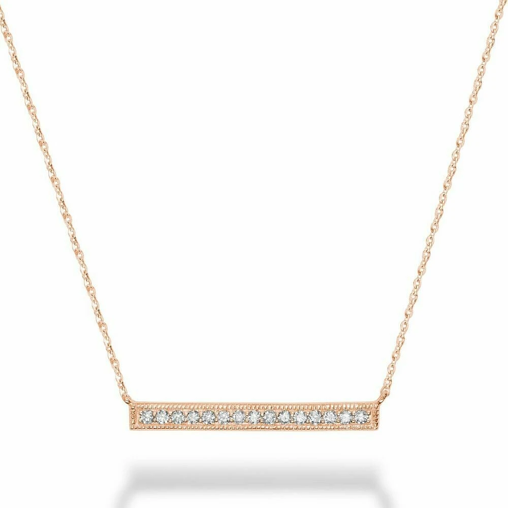 Bar Diamond Milgrain Necklace 0.15CTDI Rose Gold