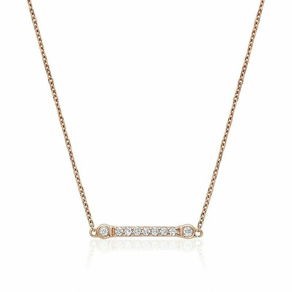 Bar Bezel Diamond Necklace 0.10CTDI Rose Gold