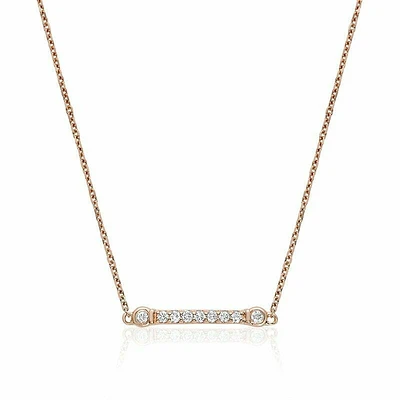 Bar Bezel Diamond Necklace 0.10CTDI Rose Gold