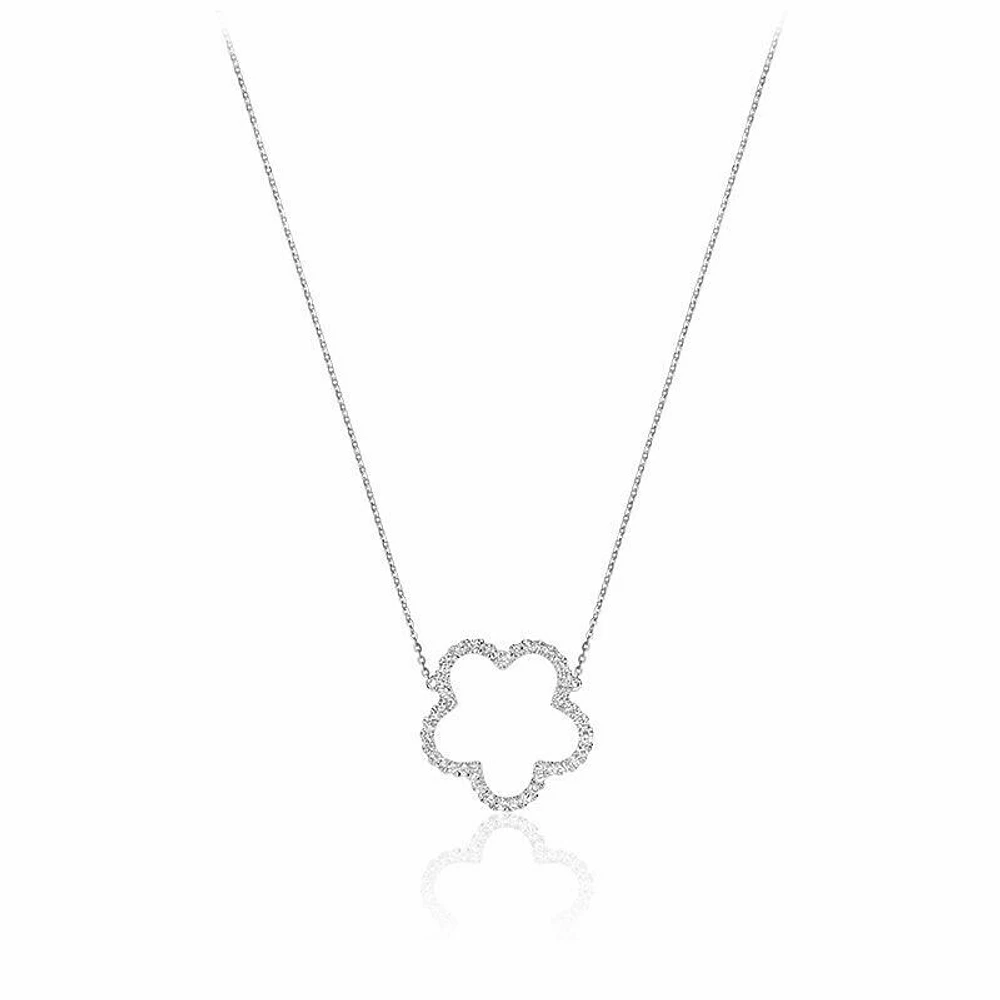 Open Hollow Flower Diamond Necklace 0.25CTDI Gold