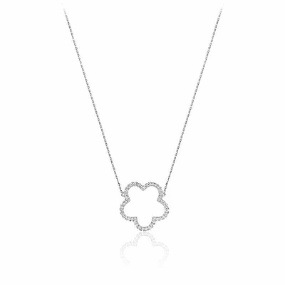 Open Hollow Flower Diamond Necklace 0.25CTDI Gold