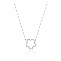 Open Hollow Flower Diamond Necklace 0.25CTDI Gold