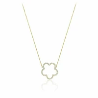 Open Hollow Flower Diamond Necklace 0.25CTDI Yellow Gold