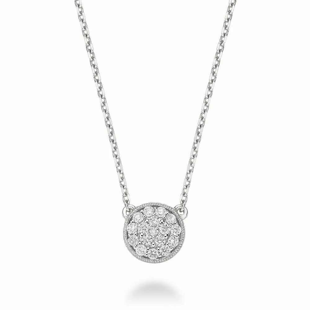 Circle Diamond Milgrain Necklace 0.25CTDI Gold