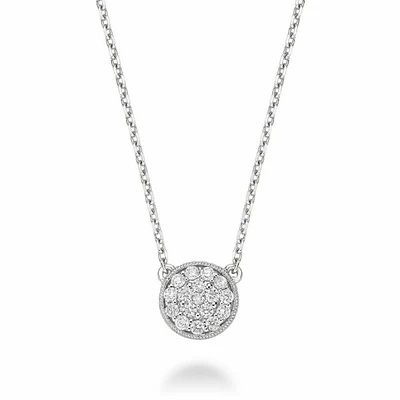 Circle Diamond Milgrain Necklace 0.25CTDI Gold