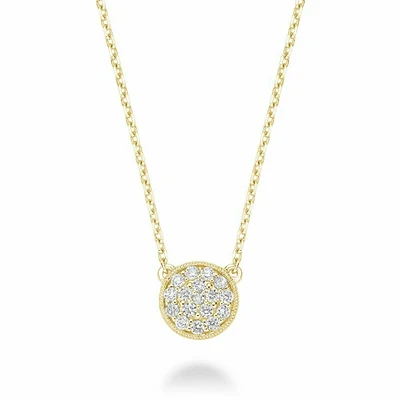 Circle Diamond Milgrain Necklace 0.25CTDI Gold