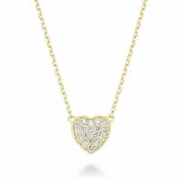 Heart Diamond Milgrain Necklace 0.23CTDI Yellow Gold