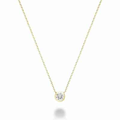 Bezel Diamond Necklace 0.15CTDI Yellow Gold