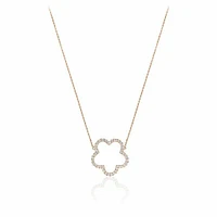 Open Hollow Flower Diamond Necklace 0.25CTDI Rose Gold