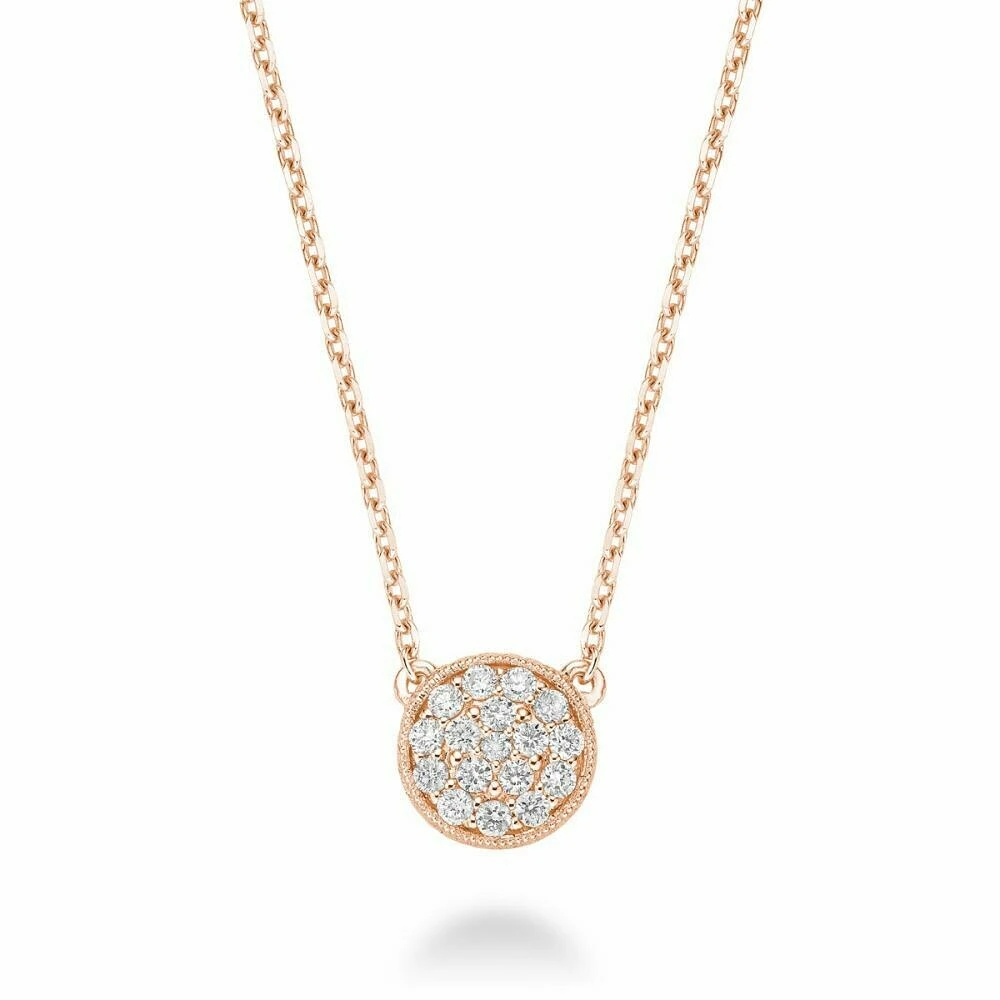 Circle Diamond Milgrain Necklace 0.25CTDI Rose Gold