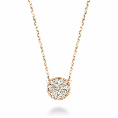 Circle Diamond Milgrain Necklace 0.25CTDI Rose Gold