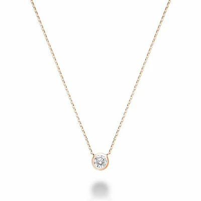 Bezel Diamond Necklace 0.25CTDI Rose Gold