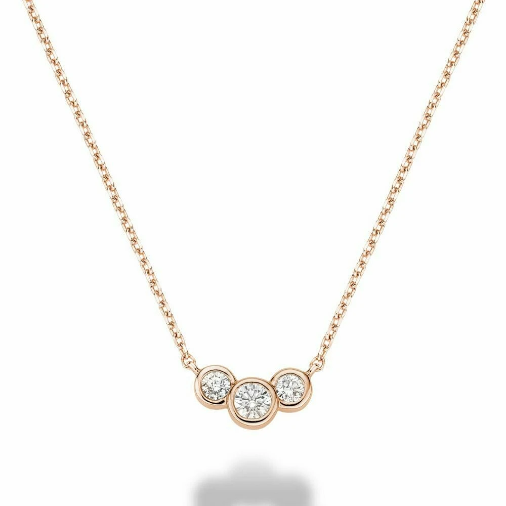 Triple Bezel Diamond Necklace 0.25CTDI Rose Gold