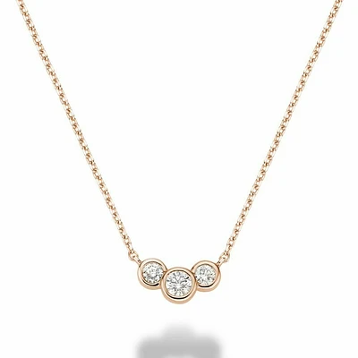 Triple Bezel Diamond Necklace 0.25CTDI Rose Gold