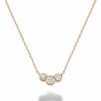 Triple Bezel Diamond Necklace 0.25CTDI Rose Gold