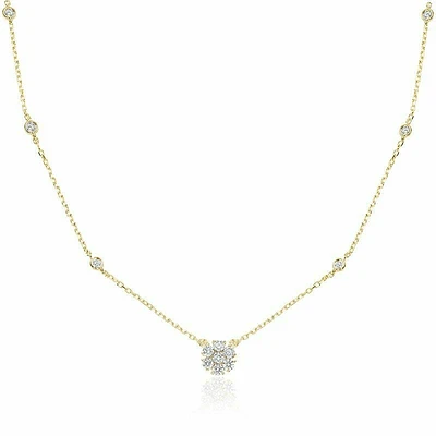 Flower Diamond Necklace 0.75CTDI Yellow Gold