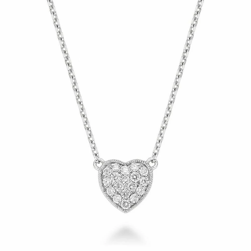 Heart Diamond Milgrain Necklace 0.23CTDI Gold