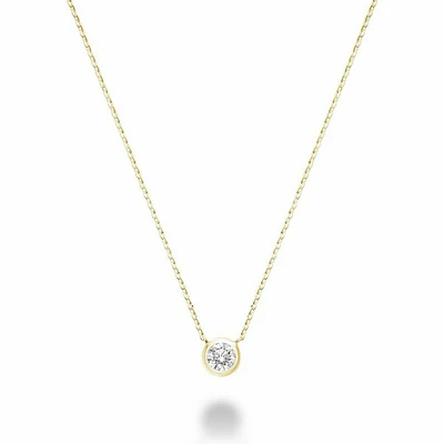 Bezel Diamond Necklace 0.25CTDI Yellow Gold