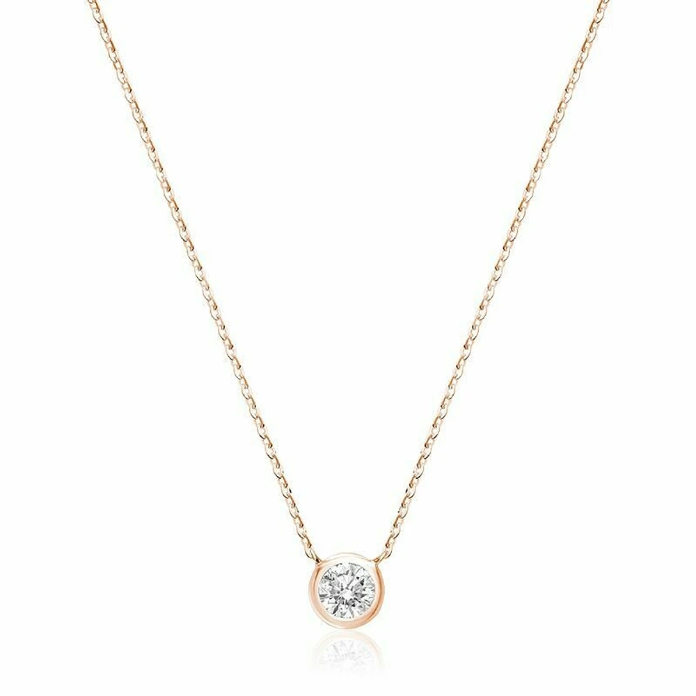 Bezel Diamond Necklace 0.33CTDI Rose Gold