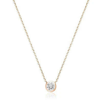 Bezel Diamond Necklace 0.33CTDI Rose Gold