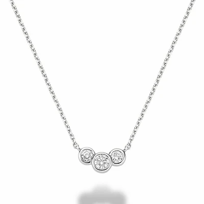 Triple Bezel Diamond Necklace 0.25CTDI Gold