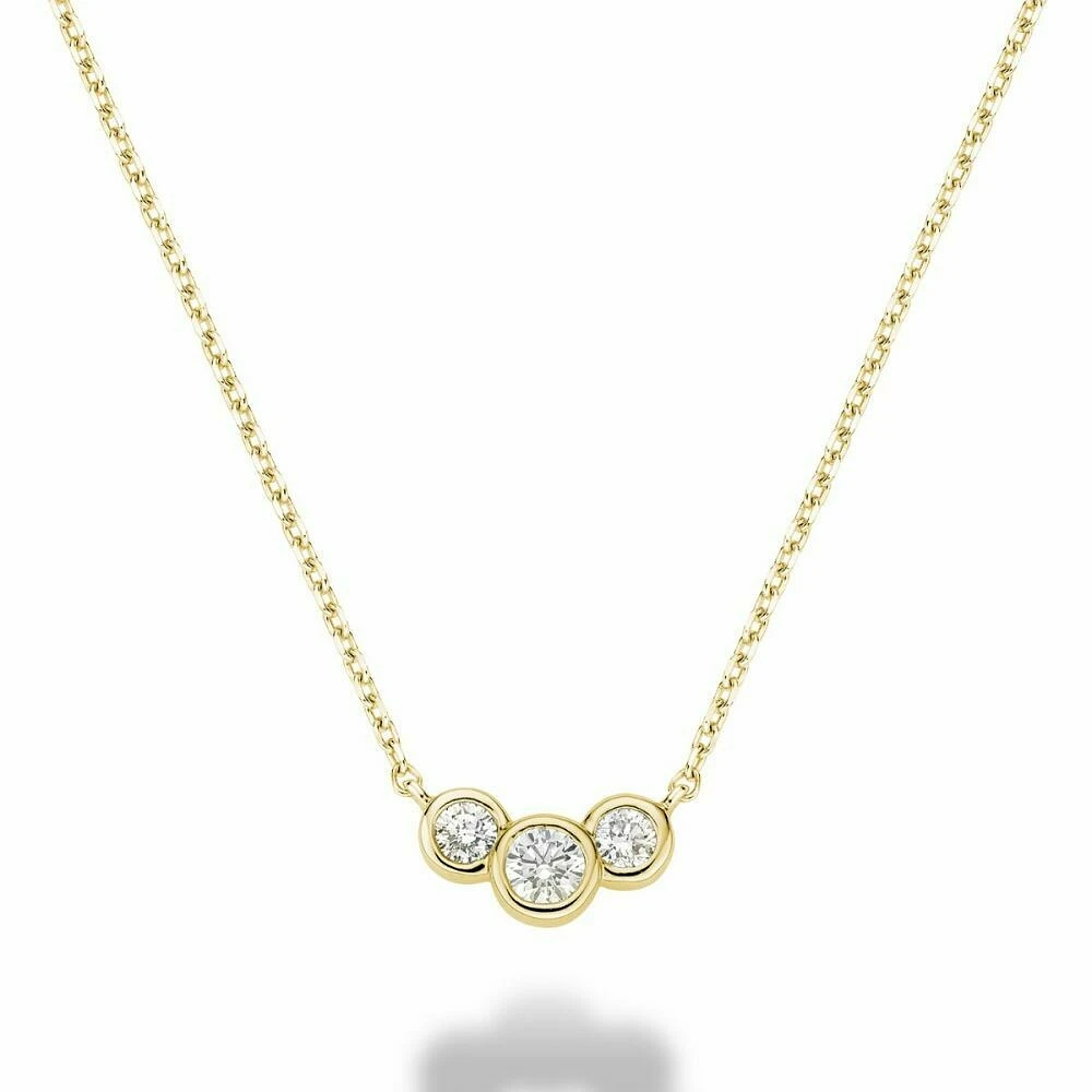 Triple Bezel Diamond Necklace 0.15CTDI Gold