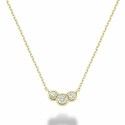 Triple Bezel Diamond Necklace 0.15CTDI Gold