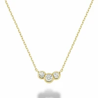 Triple Bezel Diamond Necklace 0.15CTDI Gold