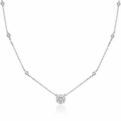 Flower Diamond Necklace 0.75CTDI Gold