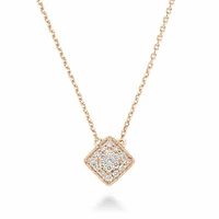 Square Diamond Milgrain Necklace 0.25CTDI Rose Gold