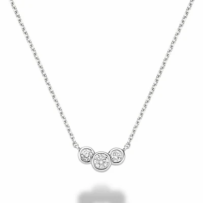 Triple Bezel Diamond Necklace 0.15CTDI Gold