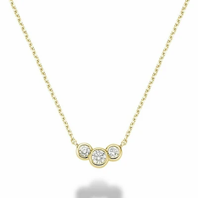 Triple Bezel Diamond Necklace 0.35CTDI Yellow Gold