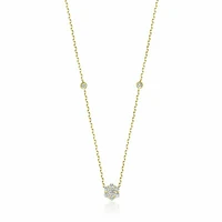 Flower & Bezel Diamond Necklace 0.35CTDI Yellow Gold