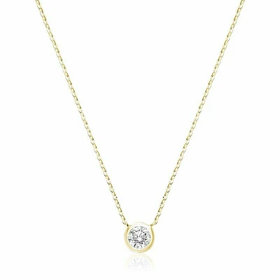 Bezel Diamond Necklace 0.33CTDI Yellow Gold