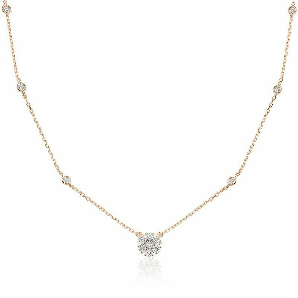 Flower Diamond Necklace 0.75CTDI Rose Gold