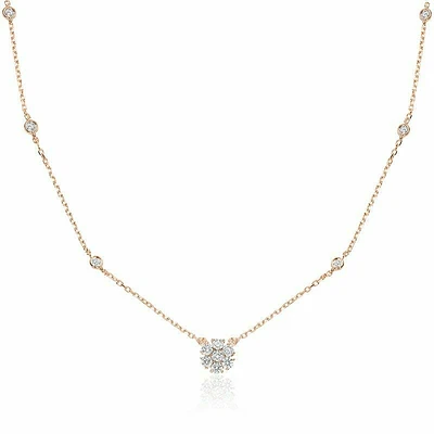 Flower Diamond Necklace 0.75CTDI Rose Gold