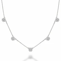 Flower Stationed Diamond Necklace 1.25CTDI White Gold