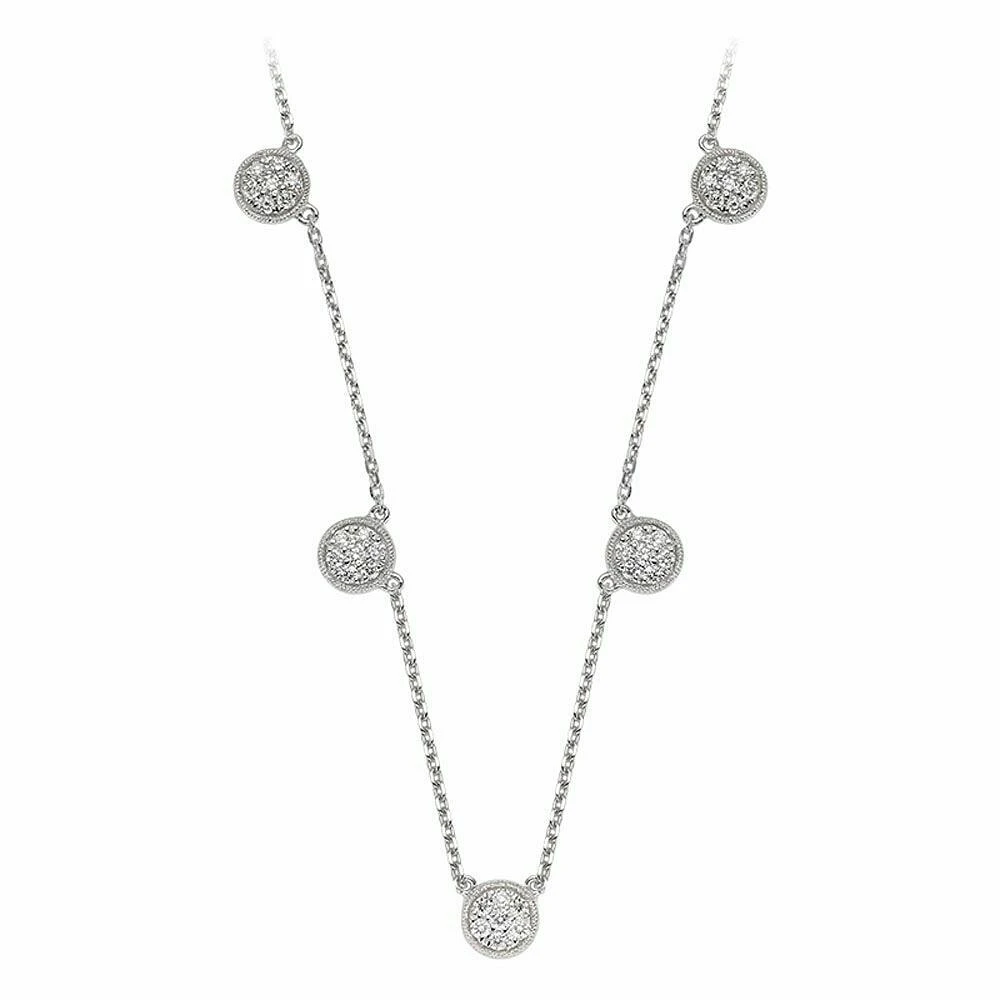 Round Diamond & Milgrain Necklace 0.50CTDI White Gold