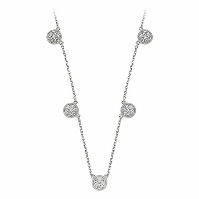 Round Diamond & Milgrain Necklace 0.50CTDI White Gold