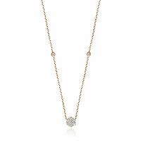 Flower & Bezel Diamond Necklace 0.35CTDI Rose Gold